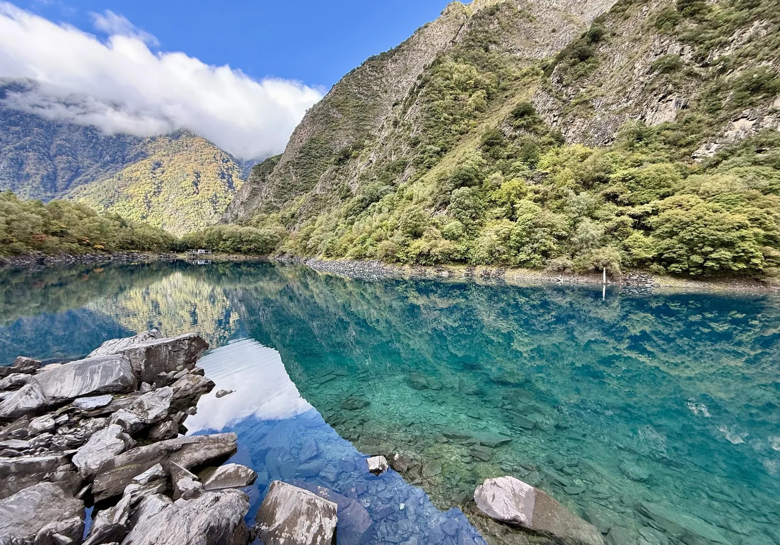 Clear water under the cliff